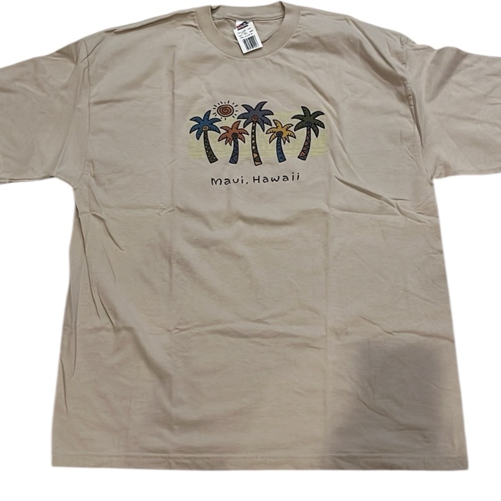 Alstyle Men's Maui, Hawaii Cream Cotton Crewneck Short Sleeve T-shirt NWT XXL